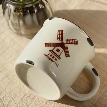 荷蘭風車陶瓷馬克杯‧仿舊復古琺瑯杯造型