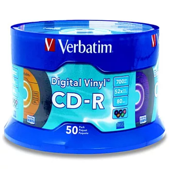 威寶 Verbatim 復古唱片珍藏版 五色炫彩 CD-R 700MB 52X 白金片 50片桶裝
