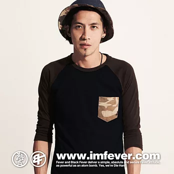 熱血FEVER 都市迷彩系列 七分袖 - 黑FREE黑