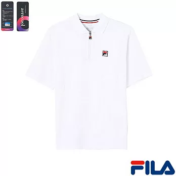 FILA男仕拉鍊開襟休閒衫1PON-1009-WT-M純淨白(48)