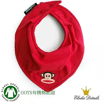 【瑞典ELODIE DETAILS】美國Paul Frank大嘴猴時尚有機棉領巾型口水巾圍兜(紅色)
