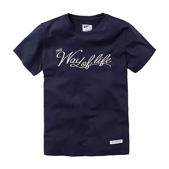 【CACO】NAVY．獨家經銷．繡花標語短T．情侶款(男)M丈青