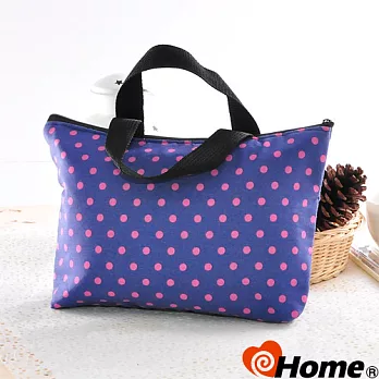 【ihome】 日風手感拼布 手提購物袋-寶藍點寶藍點