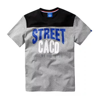 【CACO】CACO ST．美式街頭．拼色字體短T(男)M淺麻灰