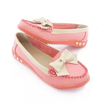 【Moscova】手工真皮。流線面大蝴蝶結裝飾休閒鞋37紅色