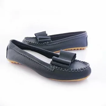 【Moscova】手工真皮。素面蝴蝶結裝飾休閒鞋39黑色