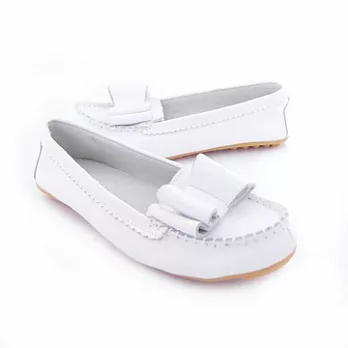 【Moscova】手工真皮。素面蝴蝶結裝飾休閒鞋39白色