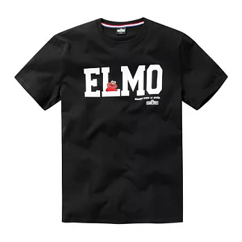 【CACO】芝麻街．授權款．ELMO美式短T(男)S黑