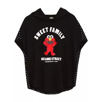 【CACO】芝麻街.授權款.ELMO連帽造型上衣(女)FREE黑