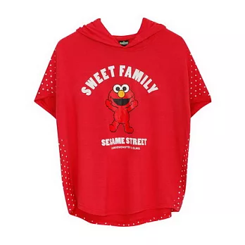 【CACO】芝麻街.授權款.ELMO連帽造型上衣(女)FREE紅