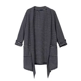 【CACO】CACO SURF．美式休閒．七分袖條紋罩衫外套(女)S丈青