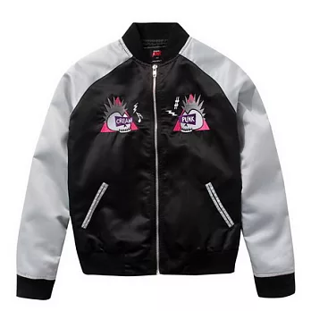 【CACO】CACO ST．美式陌頭．緞面骷顱繡花外衣(女)S黑