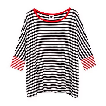 【CACO】CACO ST.美式街頭.拼接條紋寬版上衣(女)FREE黑