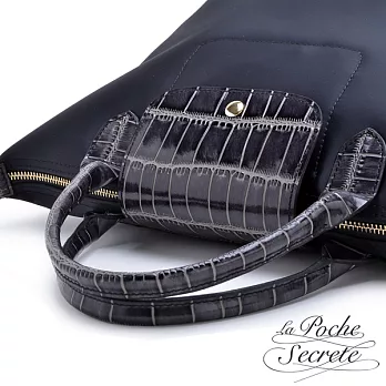 【La Poche Secrete 天然皮革】優雅女孩的旅行巴黎包墨黑