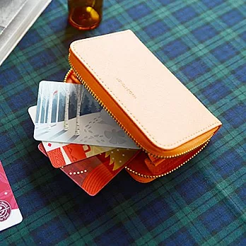 蝴蝶結三層票卡收納短夾-經典橘