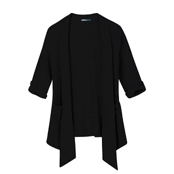 【CACO】CACO SURF．美式休閒．素面七分袖罩衫(女)S黑