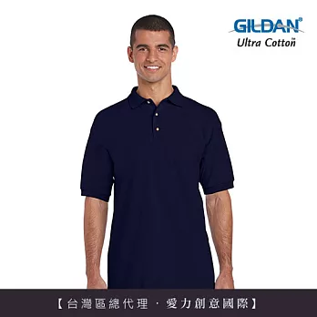 GILDAN 總代理-100%美國棉素面短袖POLO衫~L藏青