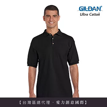 GILDAN 總代理-100%美國棉素面短袖POLO衫~XL黑/大尺碼