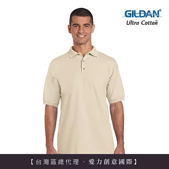 GILDAN 總代理-100%美國棉素面短袖POLO衫~2XL卡其/大尺碼
