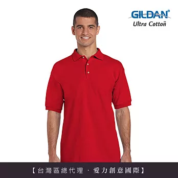 GILDAN 總代理-100%美國棉素面短袖POLO衫~XL紅/大尺碼