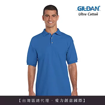 GILDAN 總代理-100%美國棉素面短袖POLO衫~XL寶藍/大尺碼