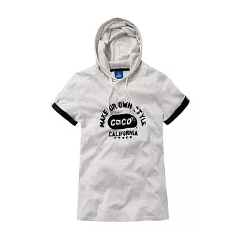 【CACO】CACO ST． ST連帽配色連帽短T(女)FREE麻花白