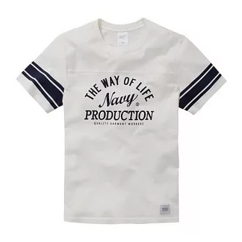 【CACO】NAVY．獨家經銷．字母拼條短T(男)M白