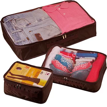 《旅行玩家》分類收納袋(大+中+小)深咖啡