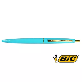 BIC CLIC GOLD 0.7金夾按壓圓珠筆水藍