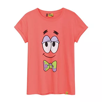 【CACO】海綿寶寶．授權款．派大星大臉短T(女)S粉膚色