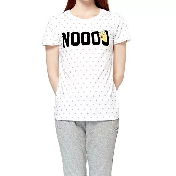 【CACO】探險活寶．授權款．老皮植絨點點短T(女)S白