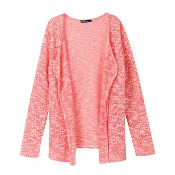 【CACO】CACO SURF．美式休閒．混色針織罩衫(女)FREE粉橘