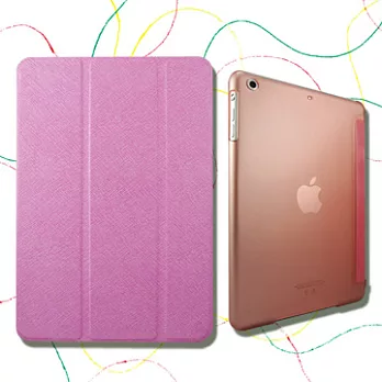 iPad mini/mini2透明背殼皮套-粉(贈保護膜)