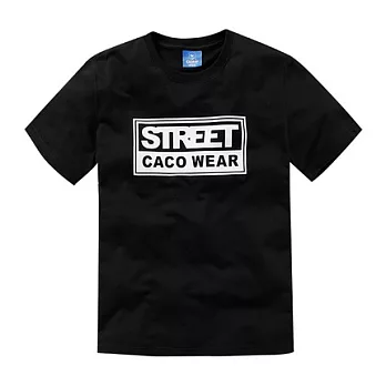 【CACO】CACO ST．美式街頭．ST厚棉短T(男)S黑