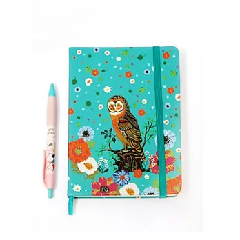Nathalie Lete綁帶精裝筆記本-貓頭鷹