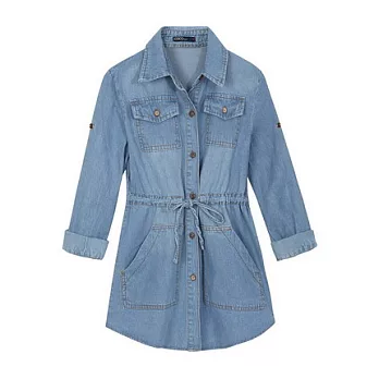 【CACO】CACO SURF．美式休閒．抽繩牛仔長袖外衣(女)FREE淺藍