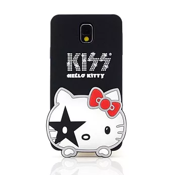 KISS HELLO KITTY Samsung note3 時尚立體造型經典大頭保護套搖滾黑