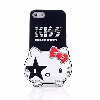 KISS HELLO KITTY iPhone 5/5s/5c 時尚立體造型經典大頭保護套搖滾黑