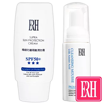 【ERH】母親節超值組(極緻防曬隔離潤色霜SPF50(白)50ml+送氨基酸深層潔淨慕絲50ml)