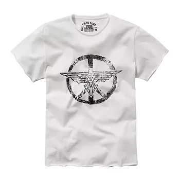 【CACO】CACO SURF．美式休閒．和平老鷹拓印感短T(男)S白