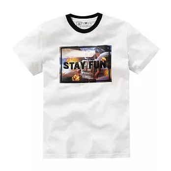 【CACO】GRAPHIC T．設計圖像．機器人大戰膠印短T(男)S白