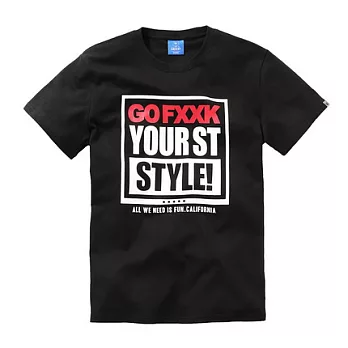 【CACO】CACO ST．美式街頭．方框標語短T(男)S黑