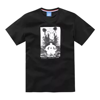 【CACO】CACO ST．美式街頭．都市熊照片短T(男)S黑