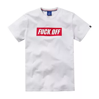 【CACO】CACO ST．美式街頭．方塊滾開標語短T(男)S白