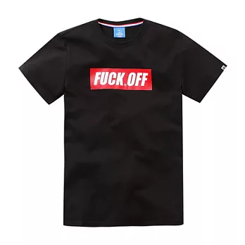 【CACO】CACO ST．美式街頭．方塊滾開標語短T(男)S黑