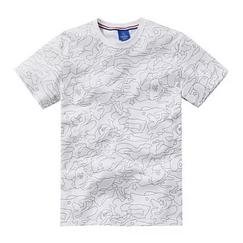 【CACO】CACO ST．美式街頭．迷彩線條短T(男)S白