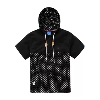 【CACO】CACO ST．美式街頭．圓點數字連帽短T(男)S黑