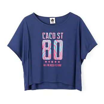 【CACO】CACO ST.美式街頭.數字斑馬紋短版上衣(女)FREE藍紫