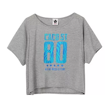 【CACO】CACO ST.美式街頭.數字斑馬紋短版上衣(女)FREE淺麻灰