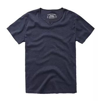 【CACO】CACO SURF．美式休閒．圓領開V短T(男)S花紗藍